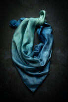 indigo dyed silk satin scarf