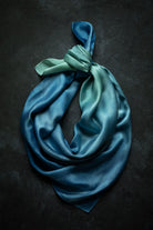indigo dyed silk satin scarf