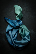 indigo dyed silk satin scarf