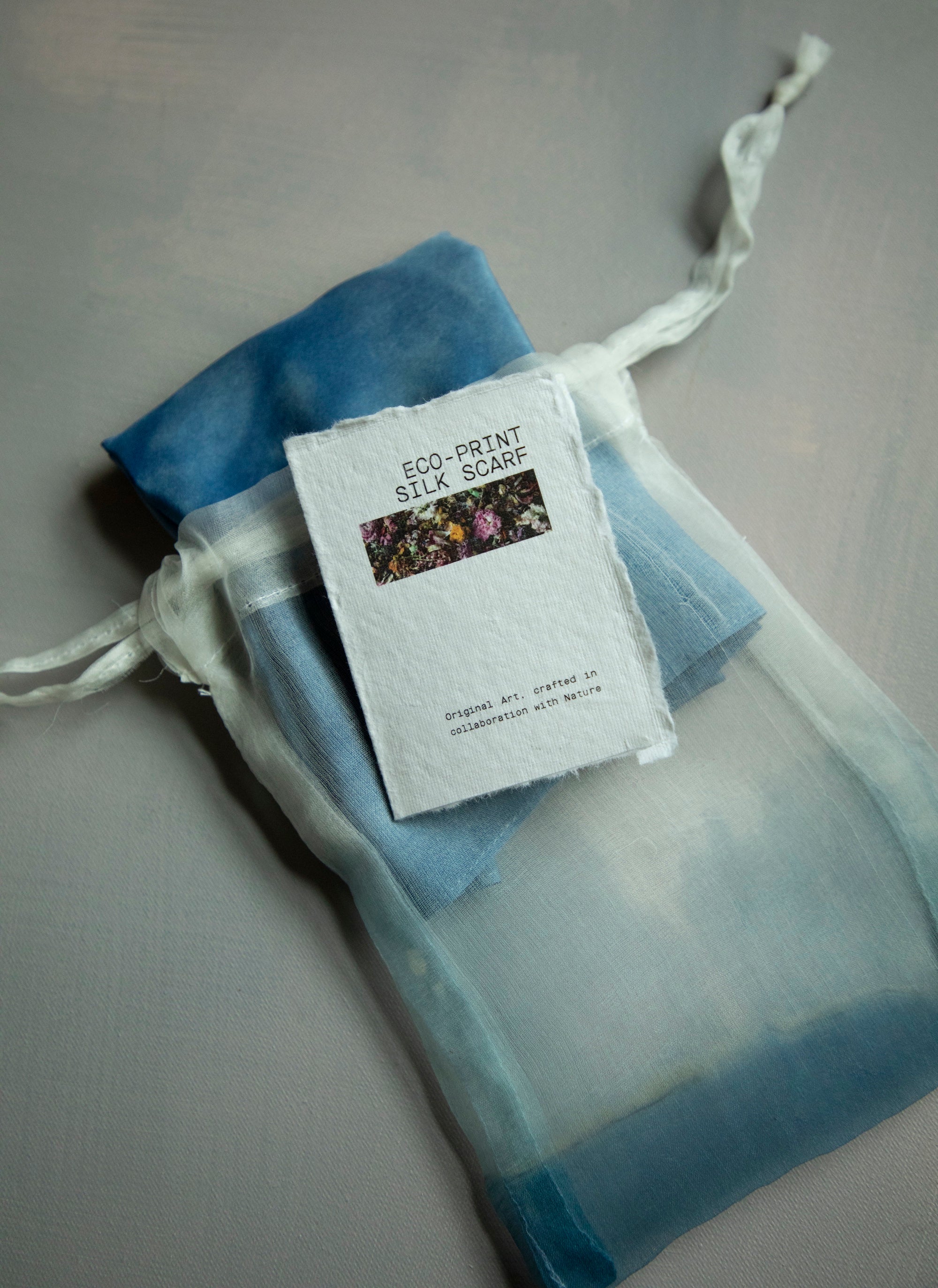 Original Eco-Print Silk Scarf 19 x 19