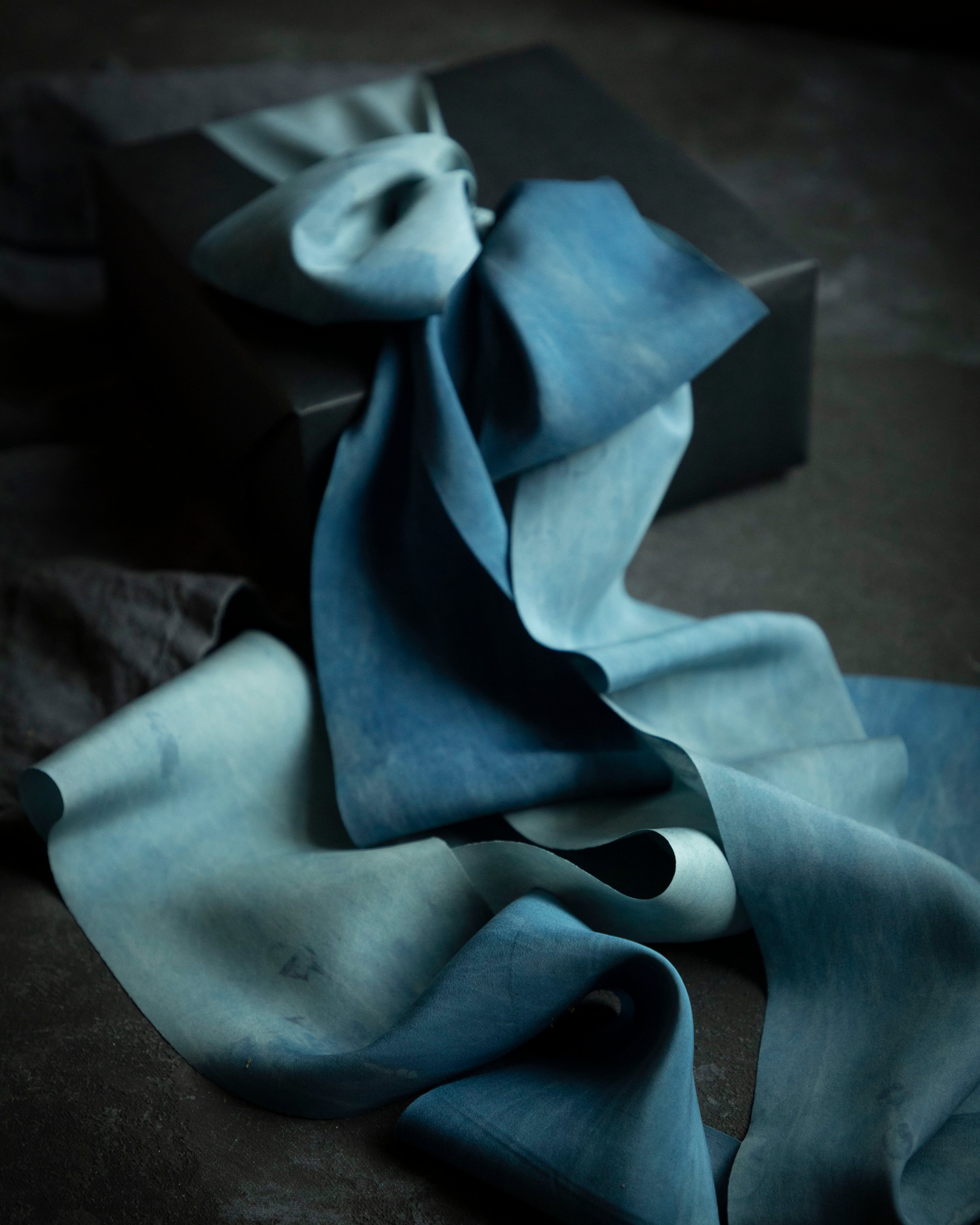indigo dyed silk ribbon by silk and willow