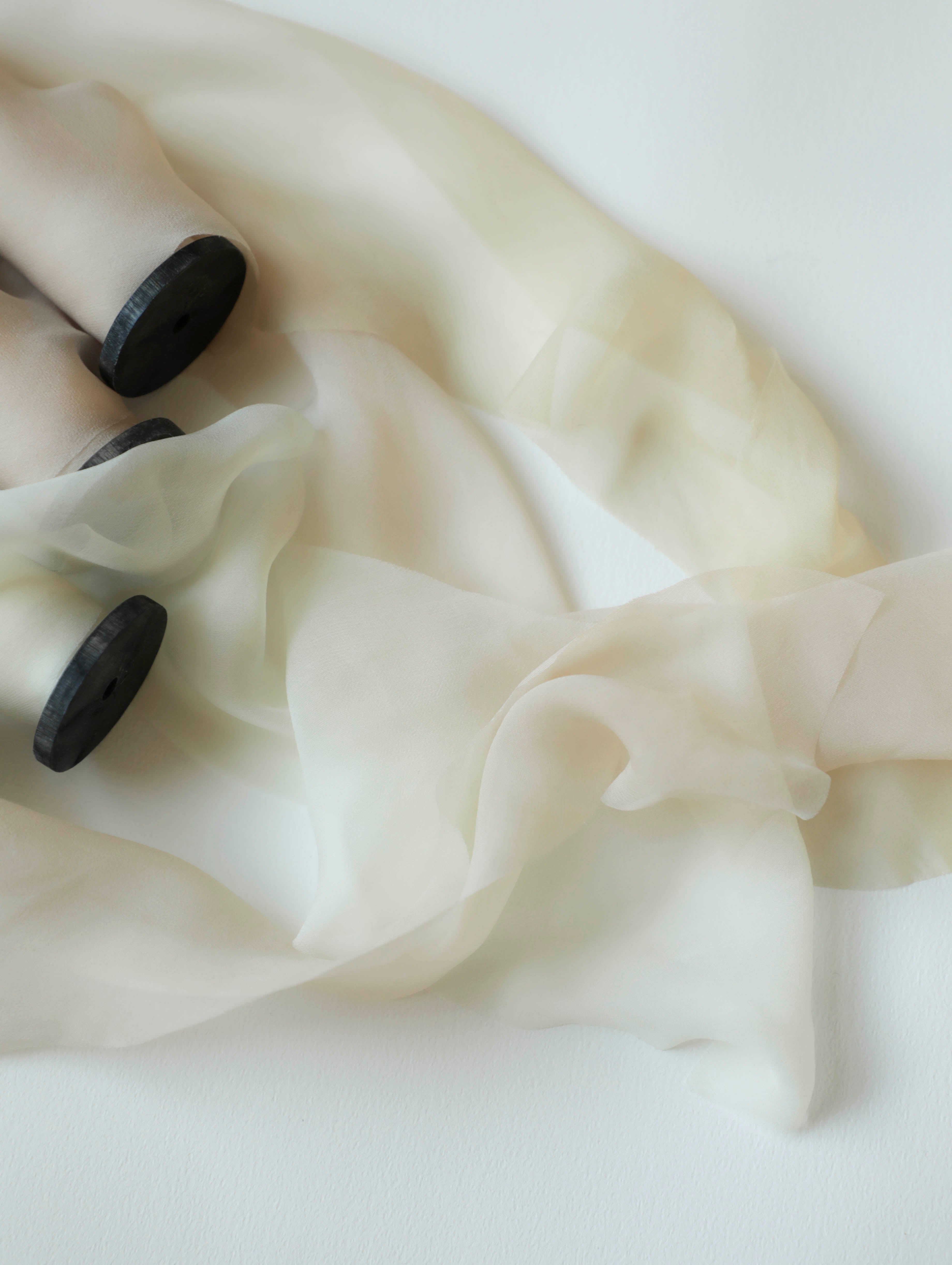 sheer bridal bouquet silk ribbon on white background