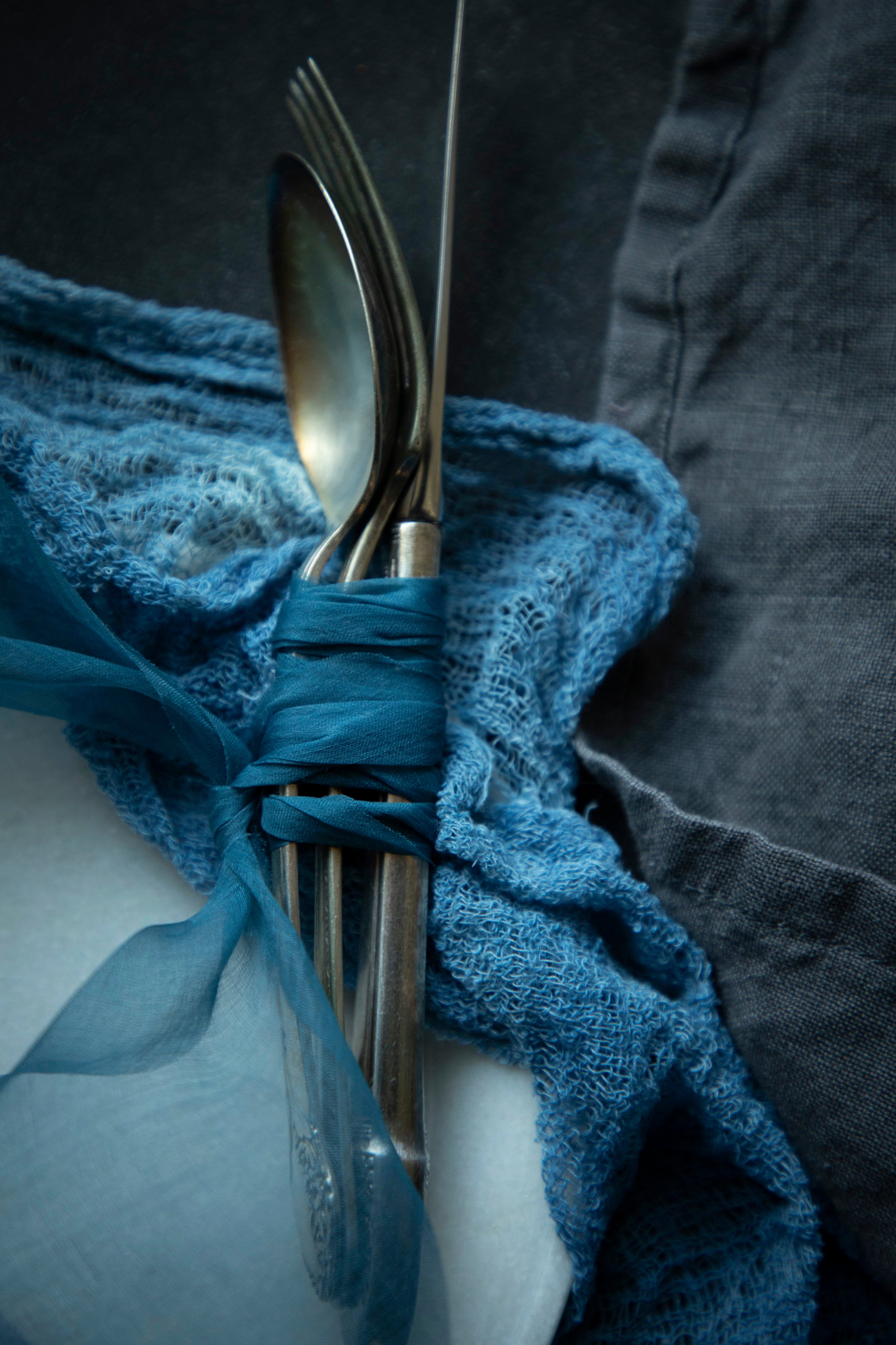 organic silk ribbon indigo dyed