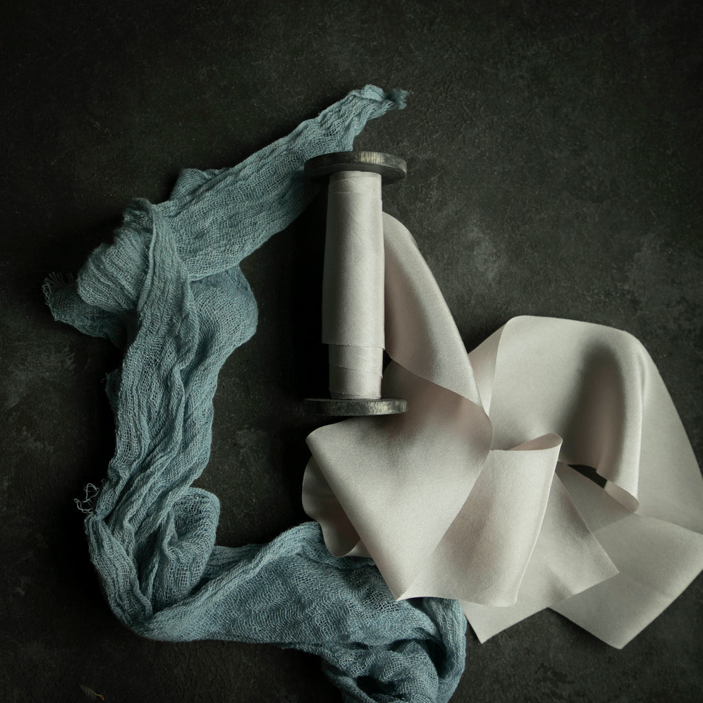 light gray silk ribbon