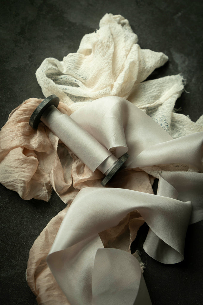 gray silk ribbons