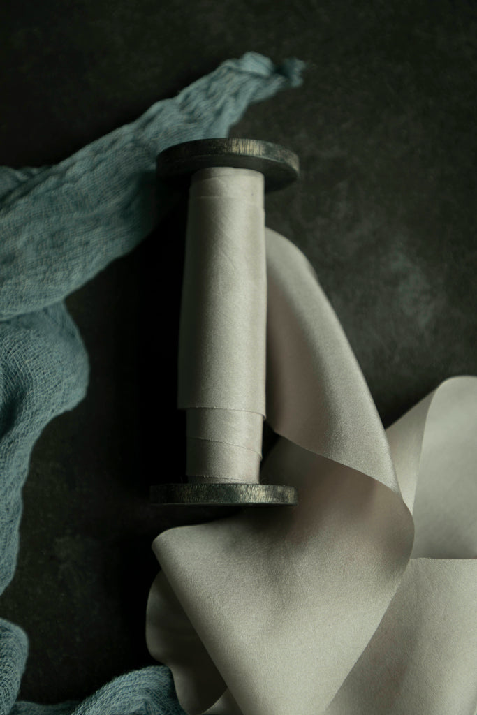 light gray silk ribbons