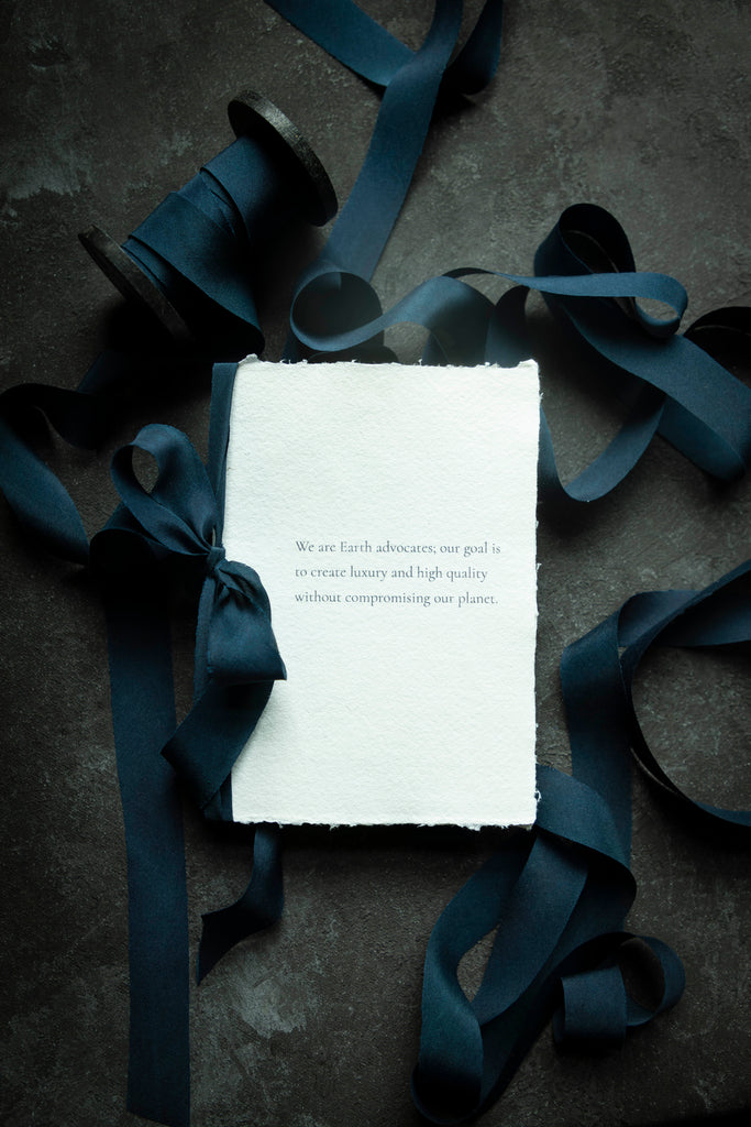 silk ribbon for custom wedding invitations on handmade paper