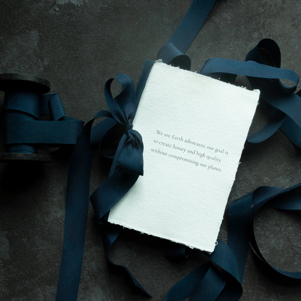 navy silk ribbon dyed with indigo