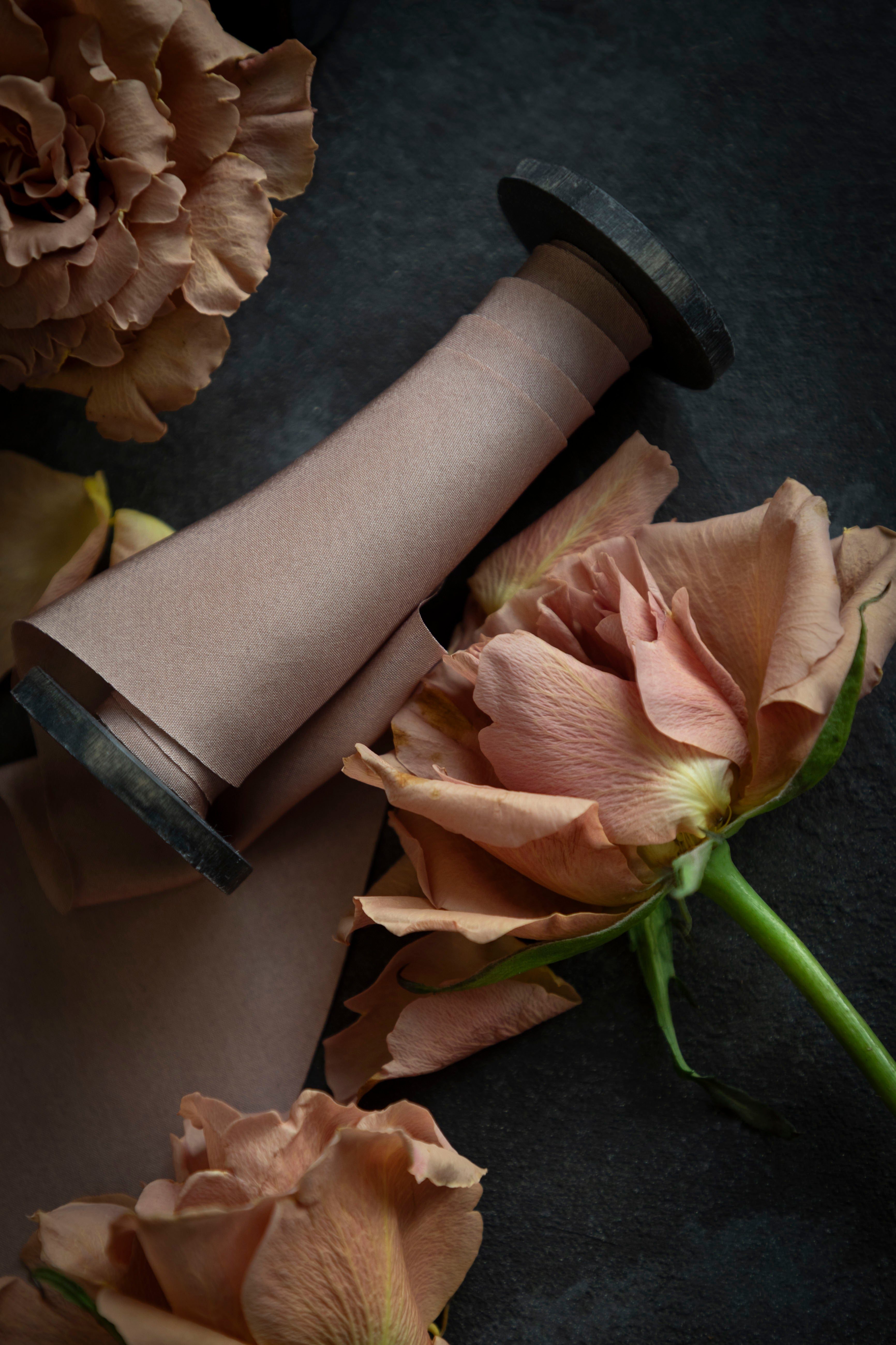 rose silk ribbon with heirloom roses