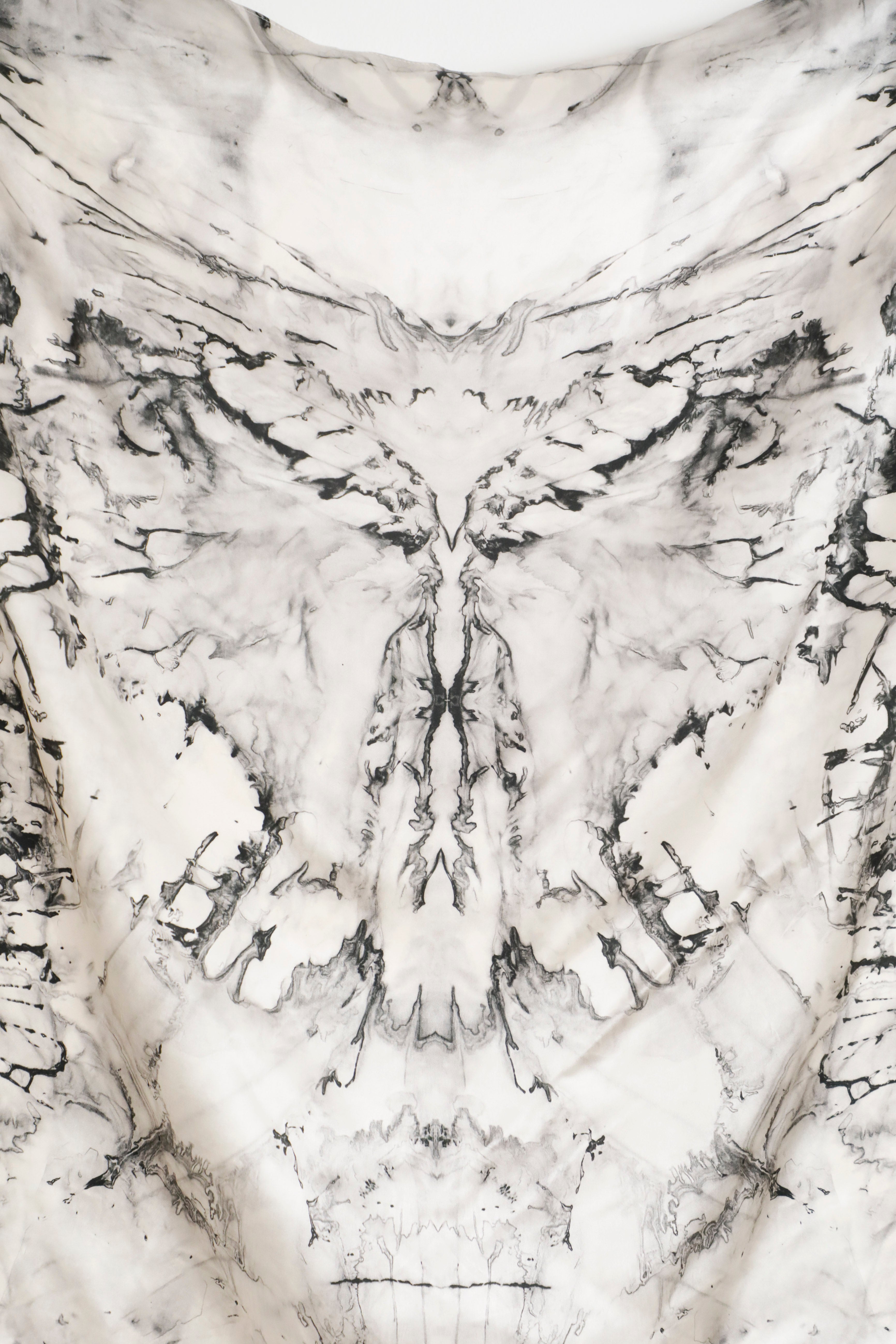 Black and white abstract pattern resembling a butterfly wing