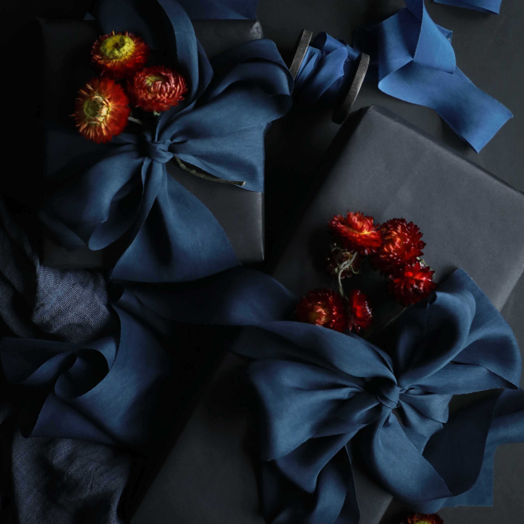 sapphire blue silk ribbon for gift wrapping ideas