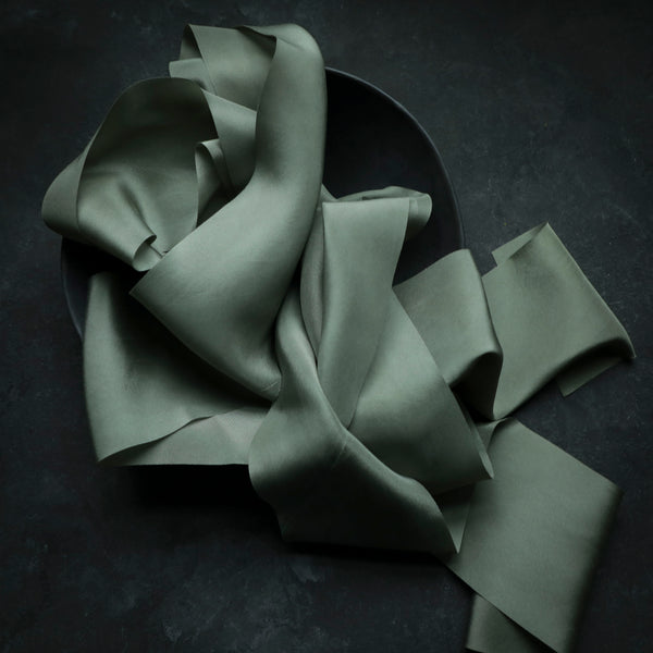 Moss, green silk ribbon – Nettle + Silk