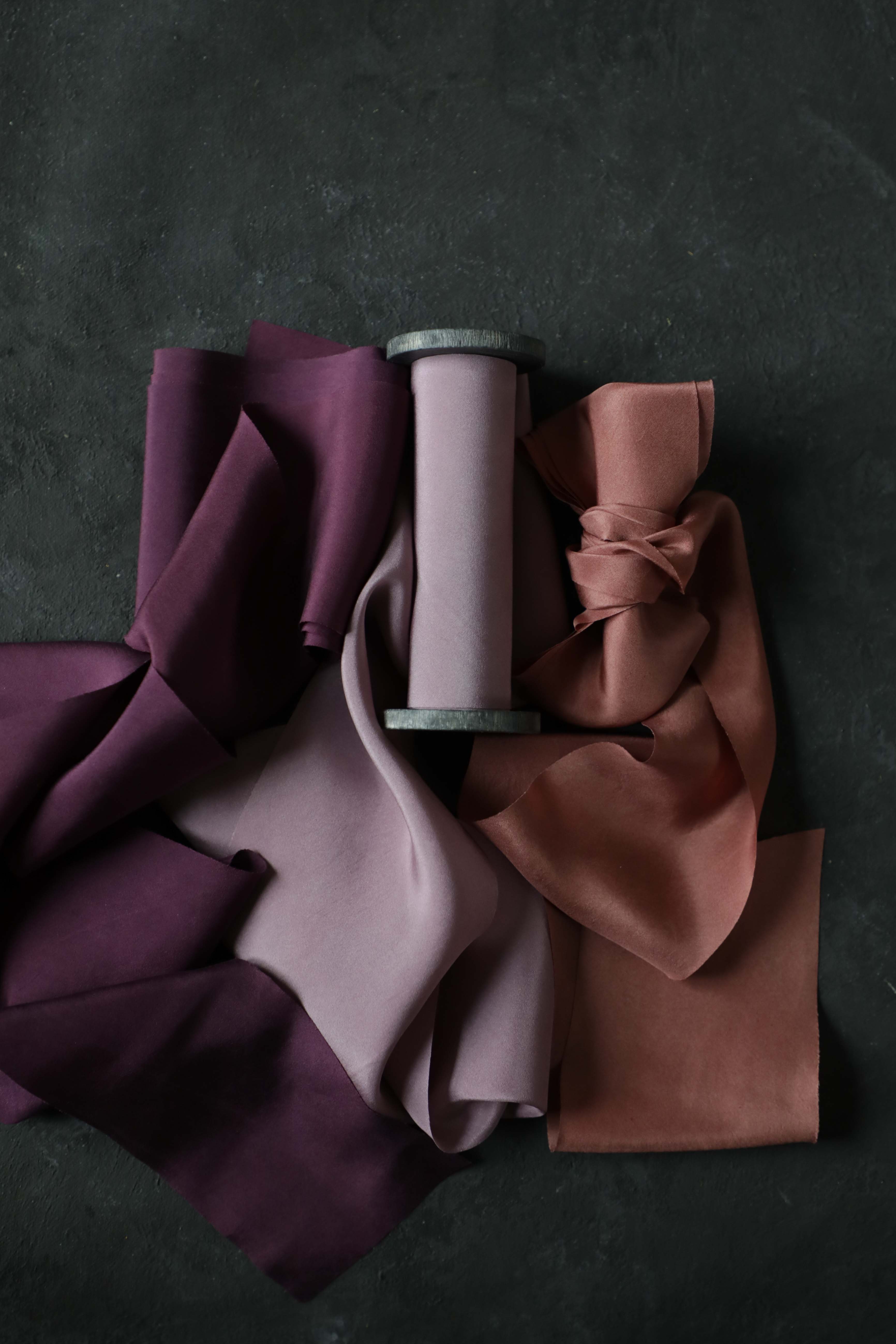 purple, lilac, and copper ribbon palette