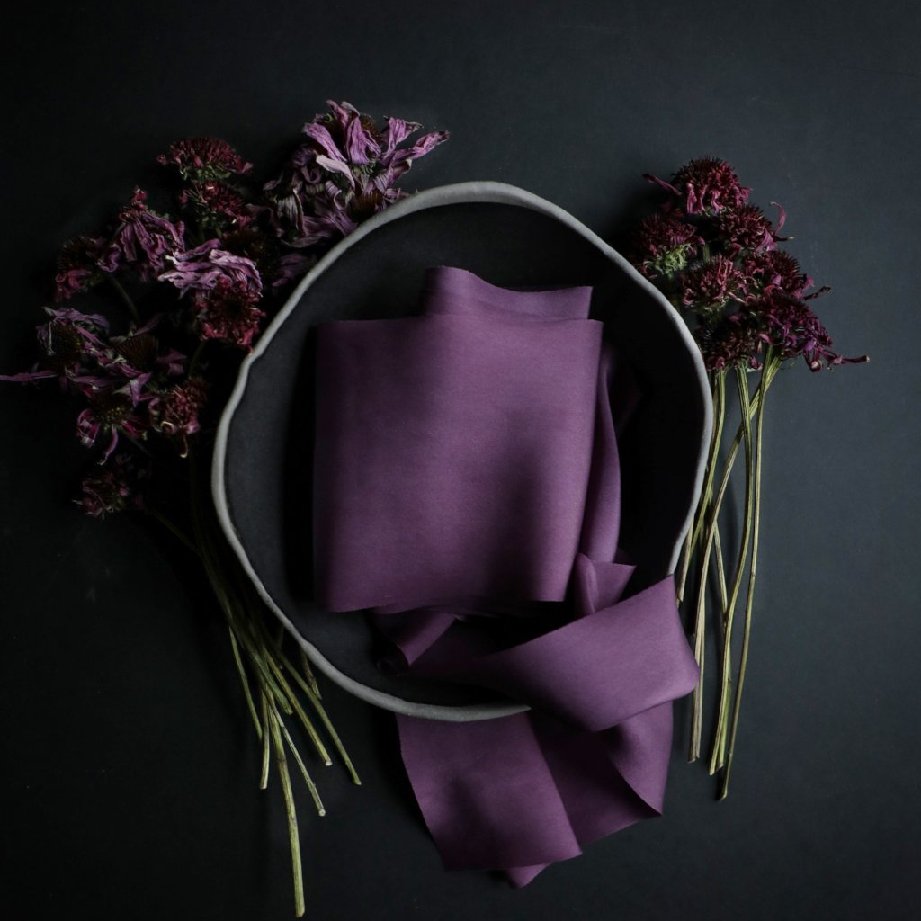 bridal bouquet ribbon, holiday gift wrapping, regal purple silk ribbon. Silk & Willow
