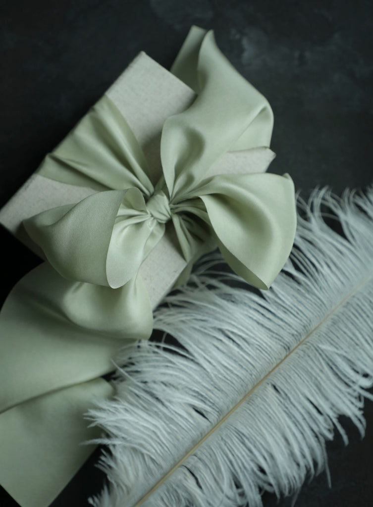 green hand dyed silk ribbon