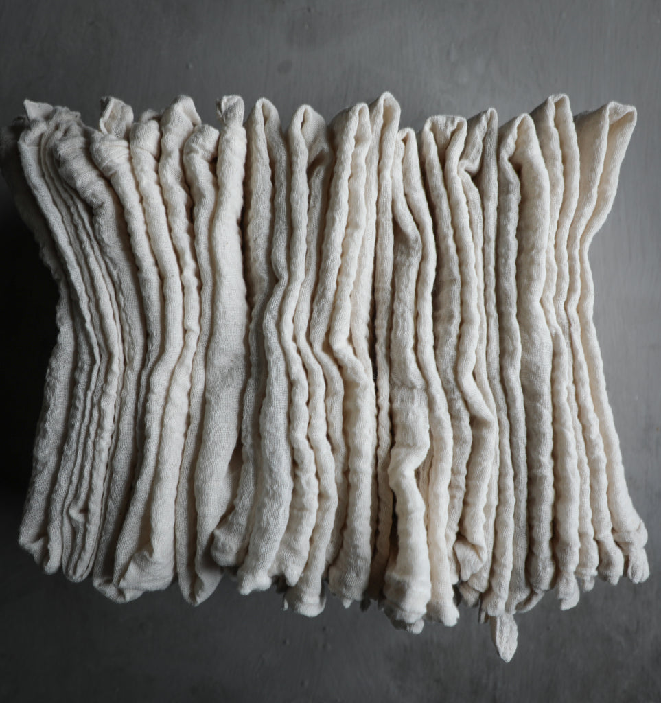 close-up of hand-loomed cotton napkins