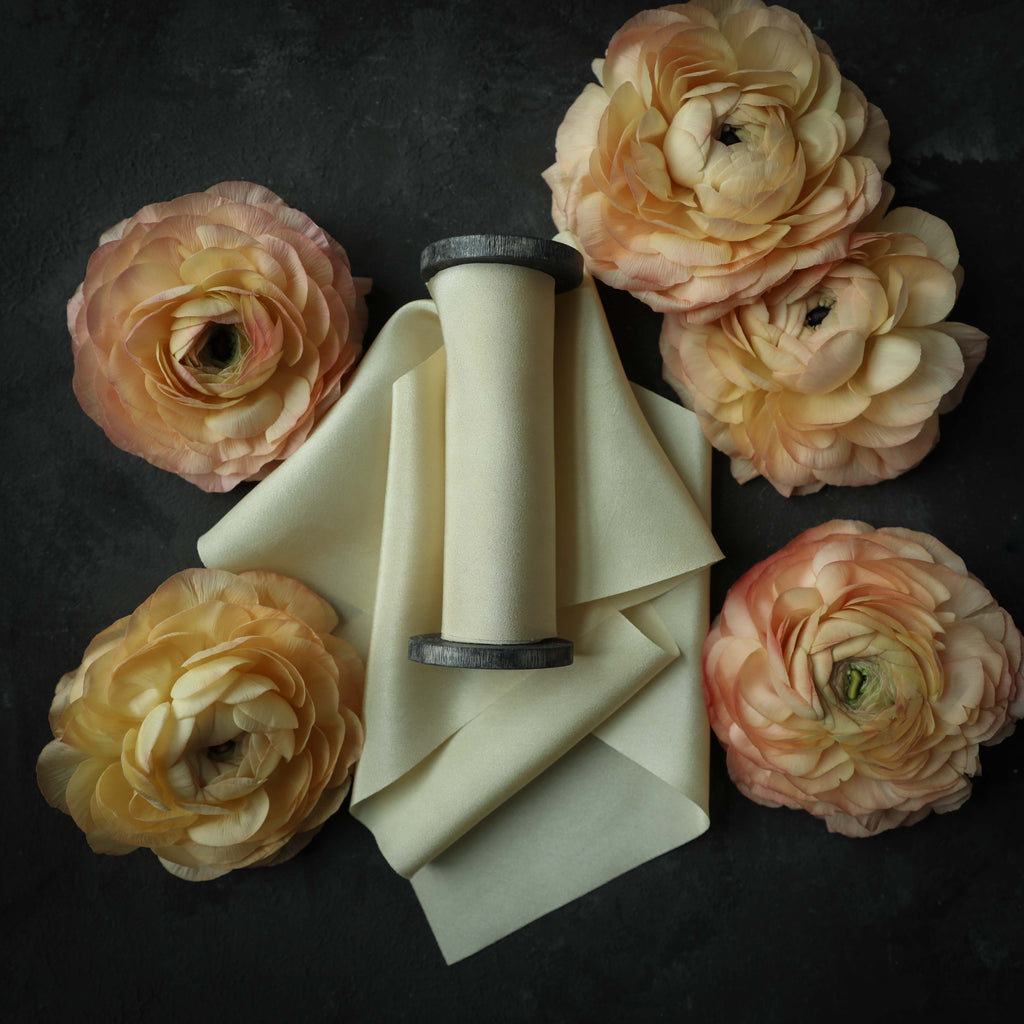 yellow gold silk ribbon with flowers