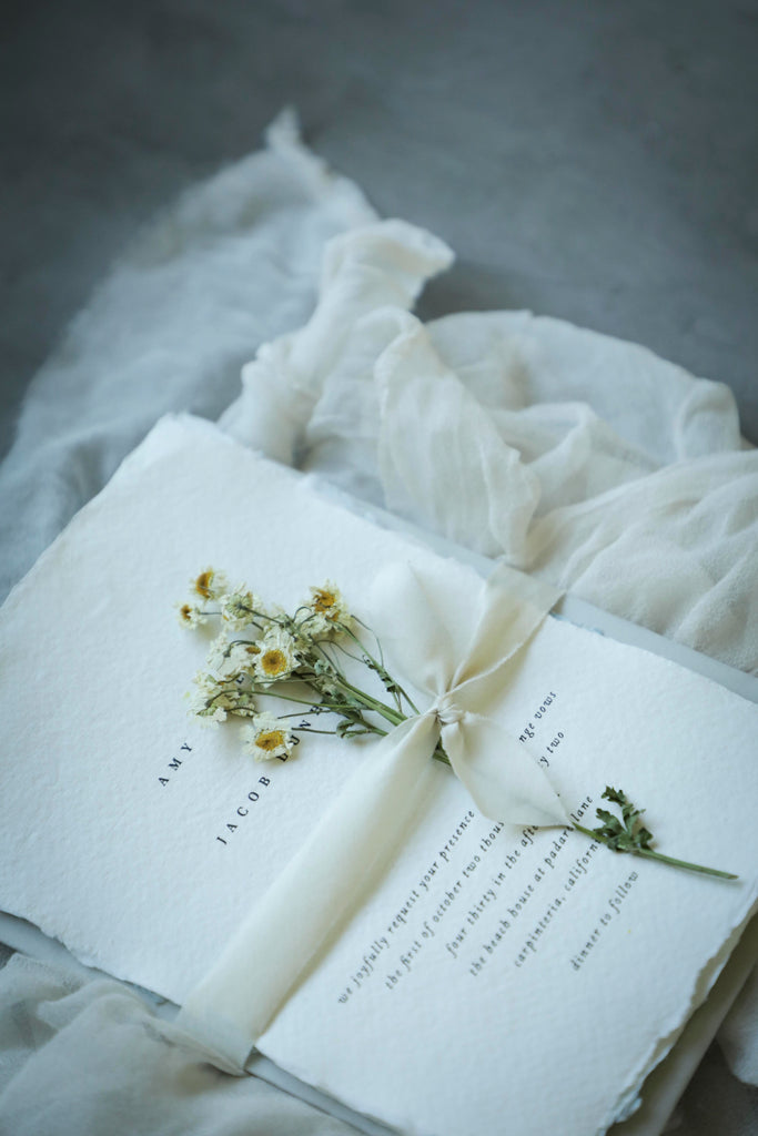 custom invitations made with silk and willow handmade paper