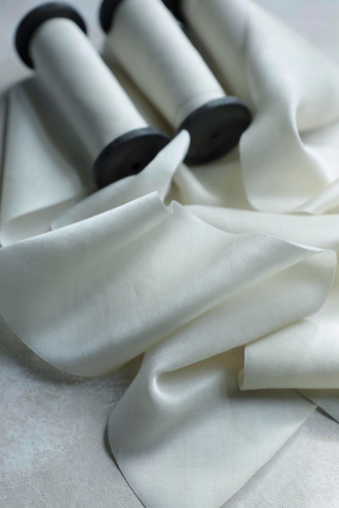 antique white silk ribbons naturally dyed color by silk and willow
