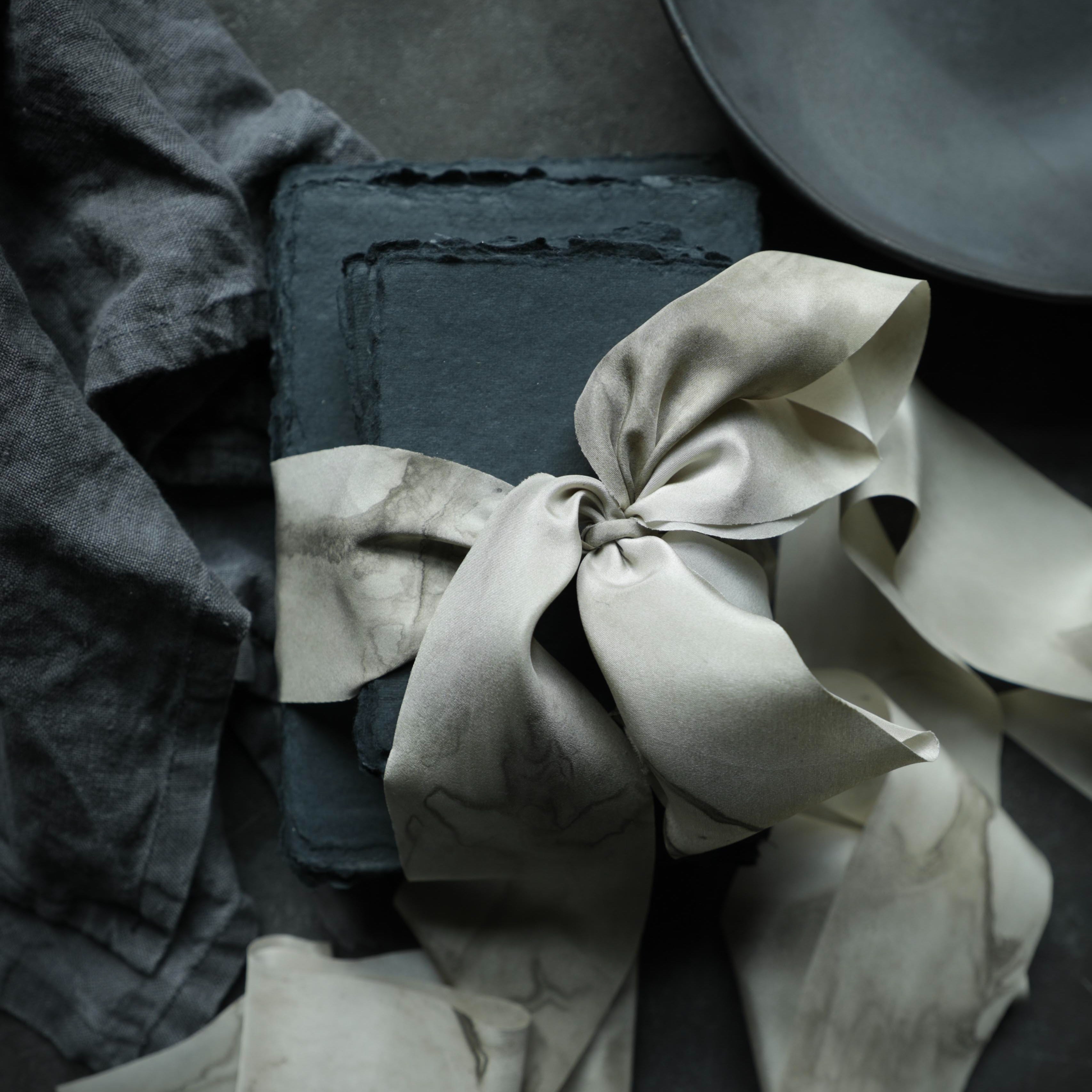 handmade papers and silk ribbons by silk and willow