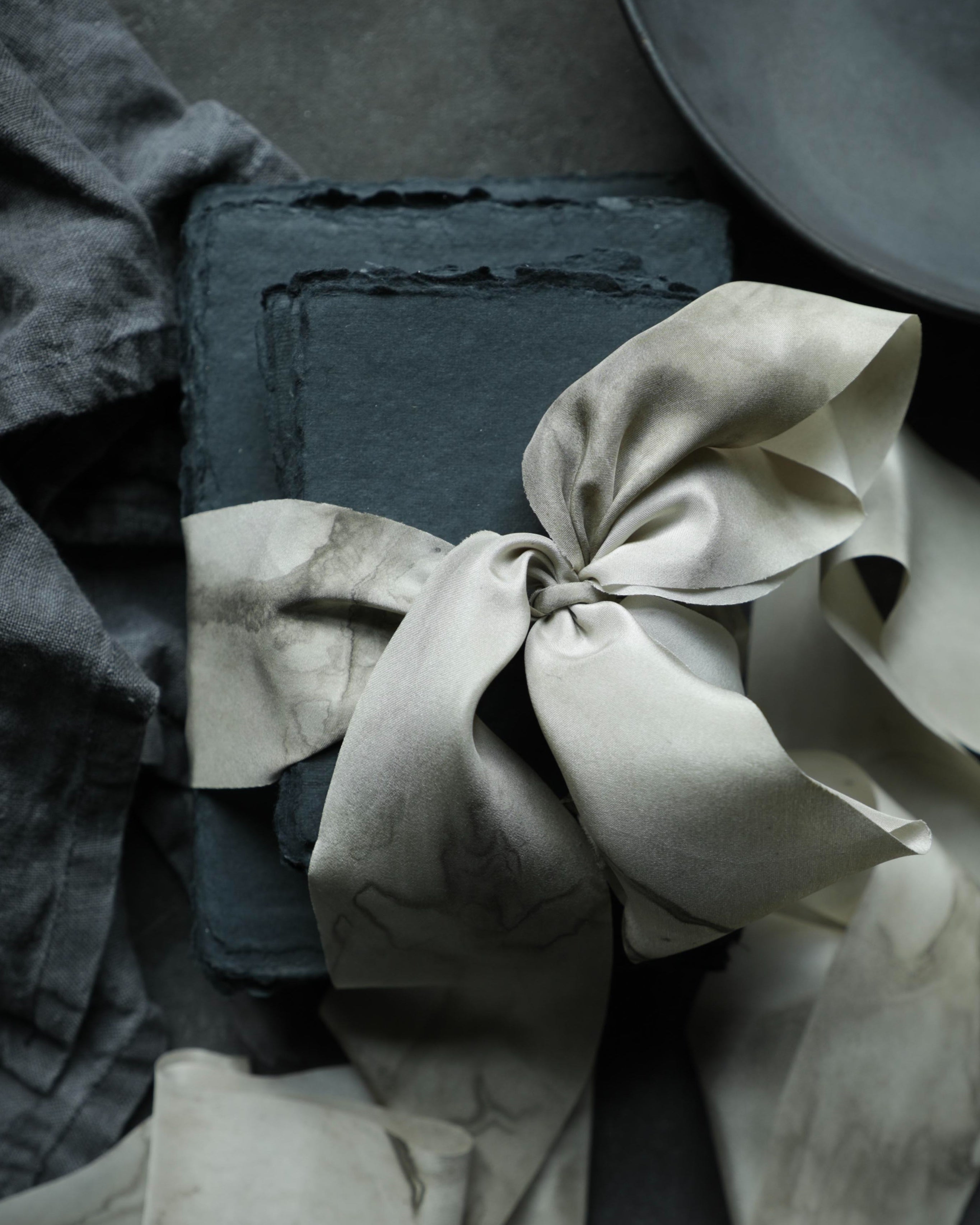 handmade papers and silk ribbons by silk and willow