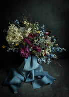 everlasting flower bouquet made of dried flowers and tied with silk and willow silk ribbons