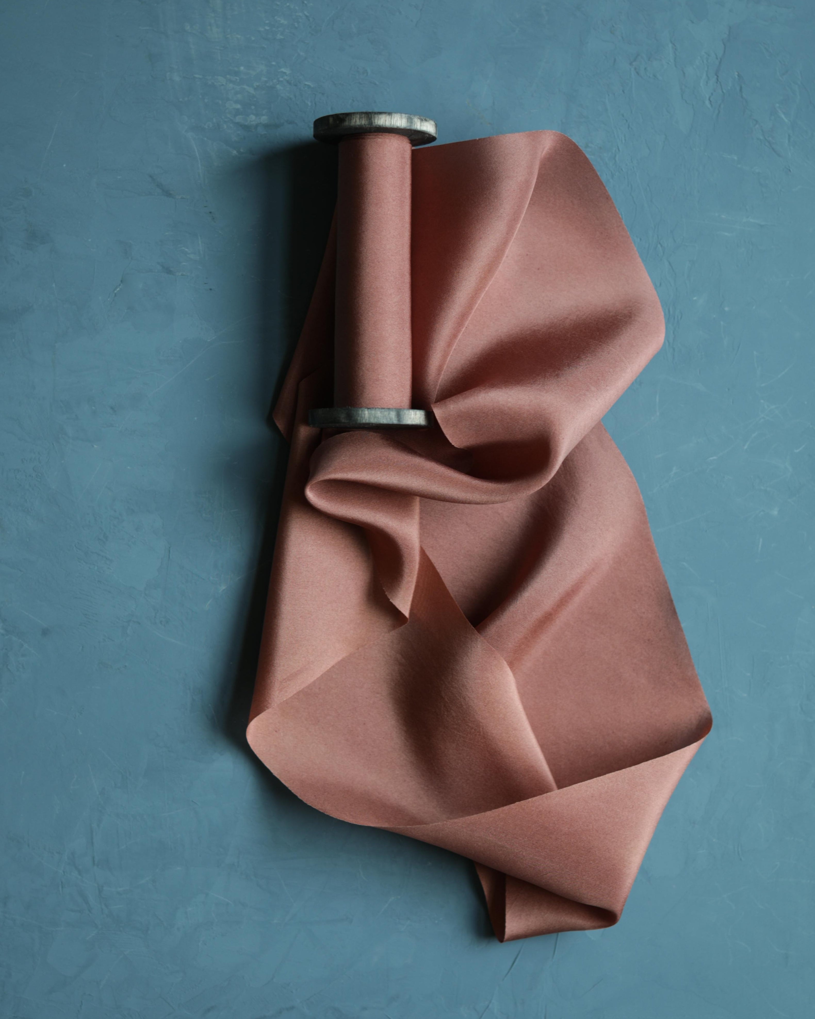 copper rose plant dyed silk ribbon 