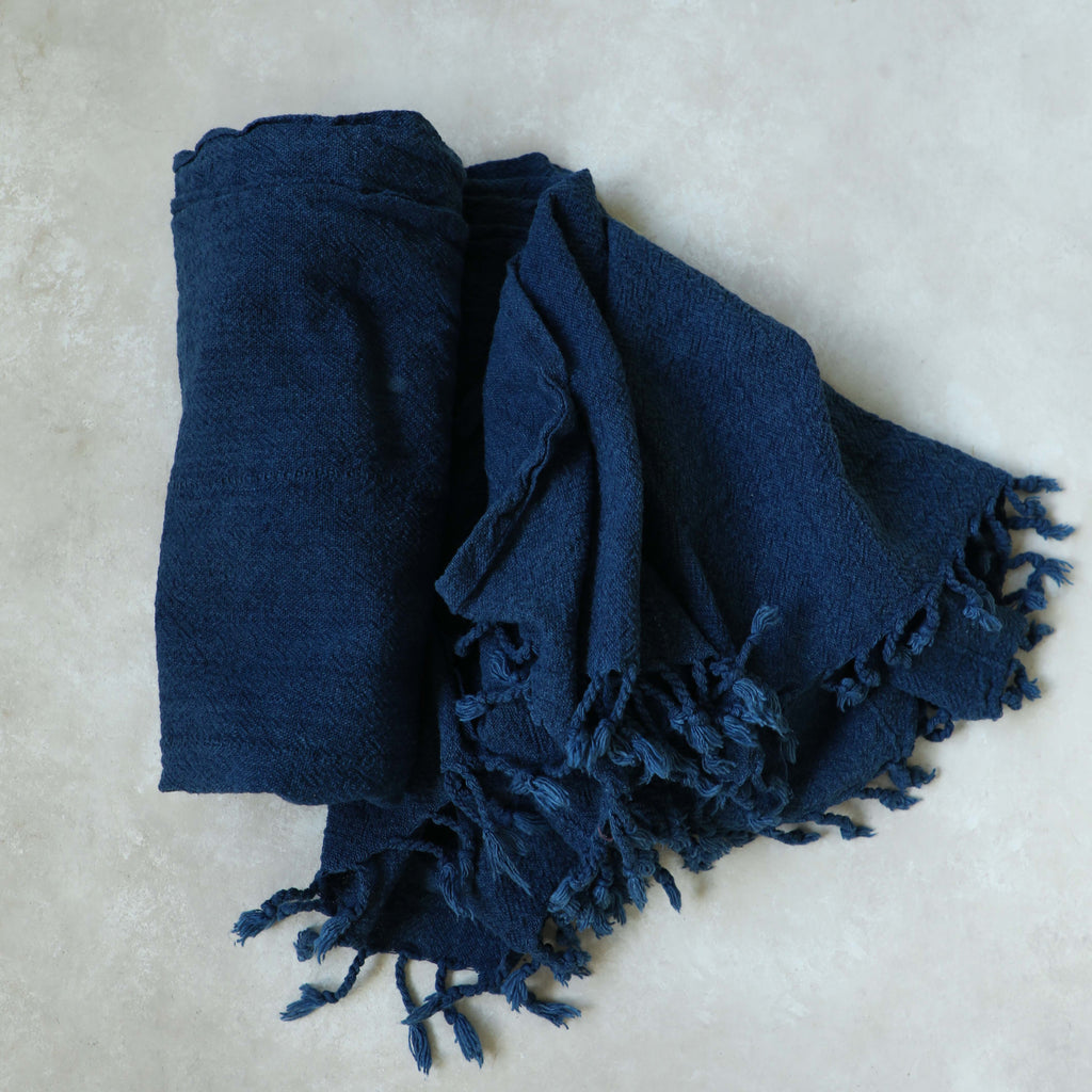 indigo dyed throw blanket