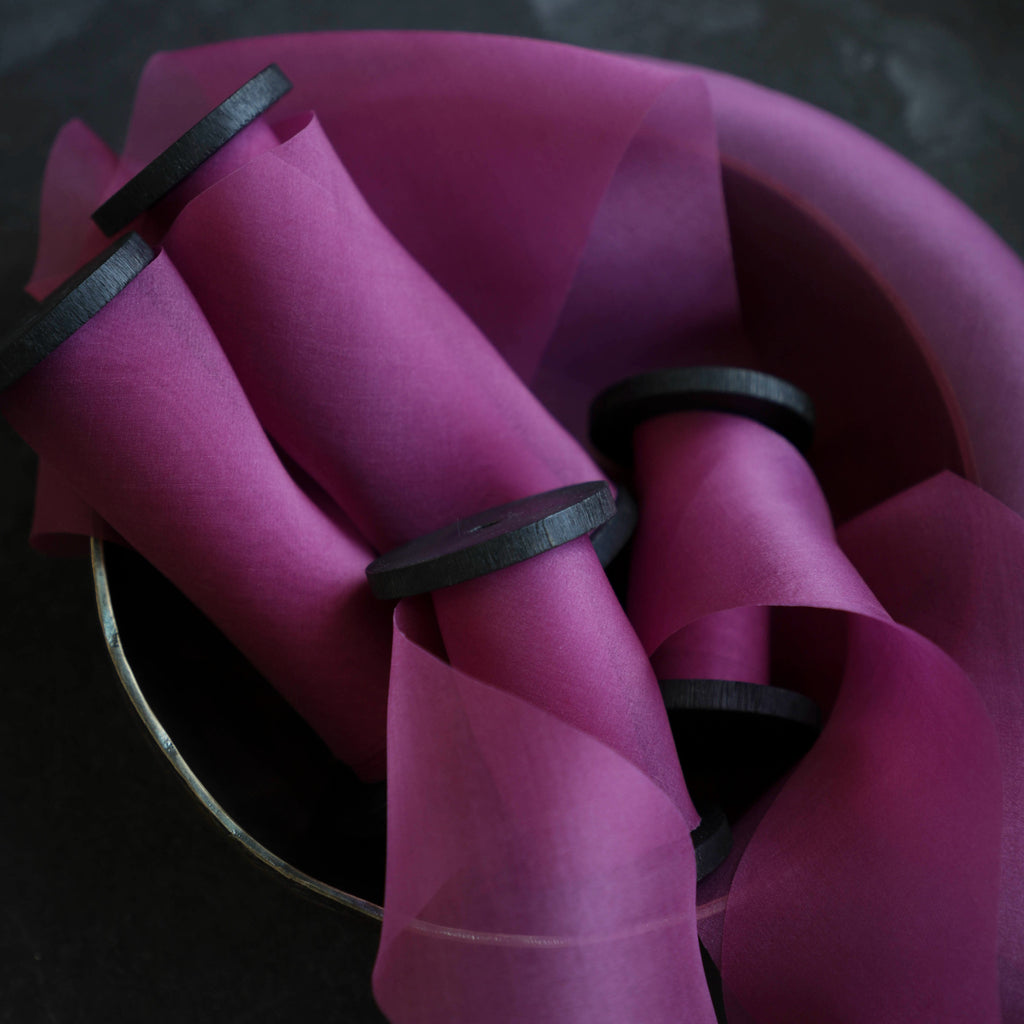 neon vibrant hand-dyed  wedding bouquet silk ribbon by silk and willow