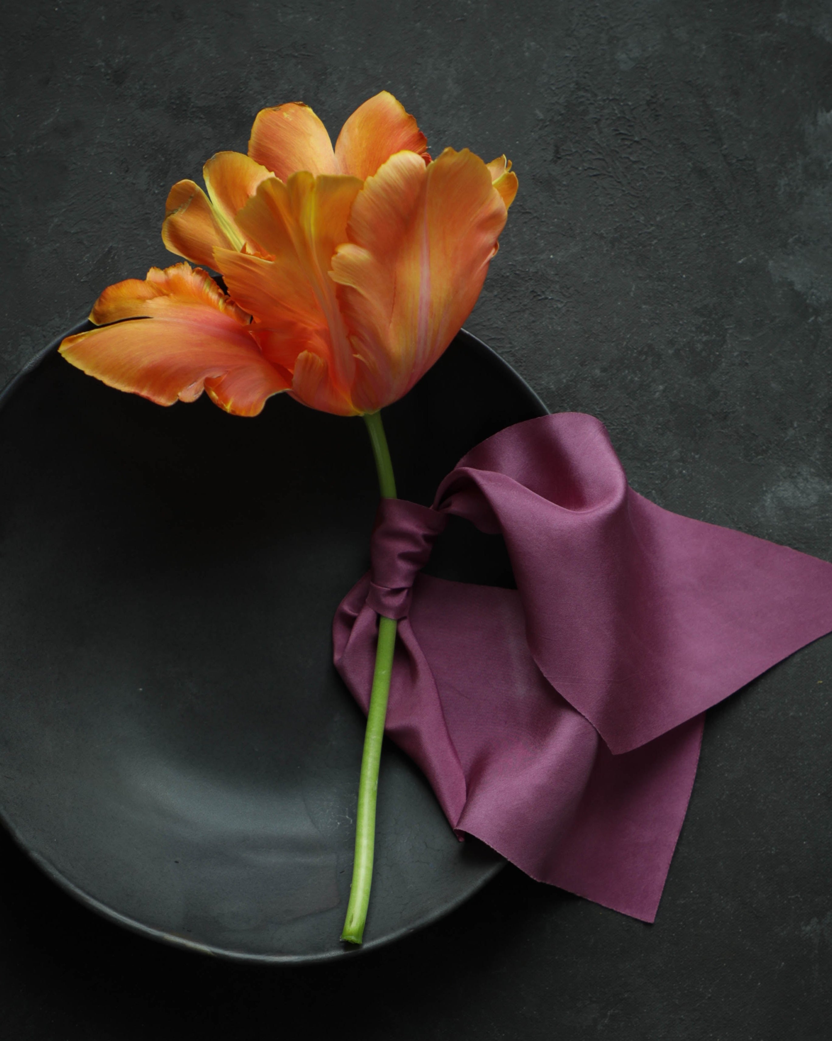 tulip flowers and silk ribbon. silk and willow silk ribbon