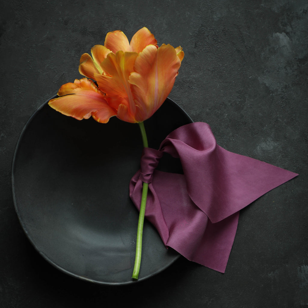 tulip flowers and silk ribbon. silk and willow silk ribbon