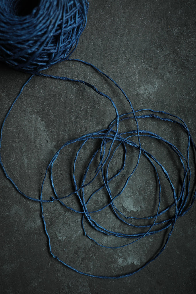 indigo dyed natural twine by silk and willow for custom wedding invitations