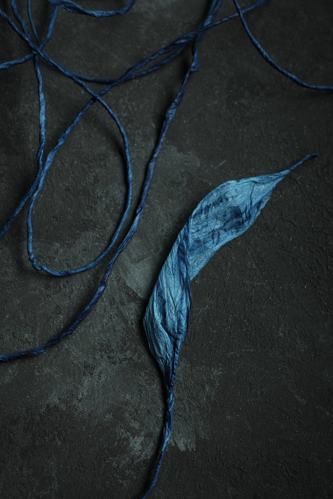 indigo dyed natural twine by silk and willow for custom wedding invitations