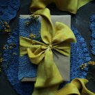 gift wrapping, yellow silk ribbon, luxury silk ribbon