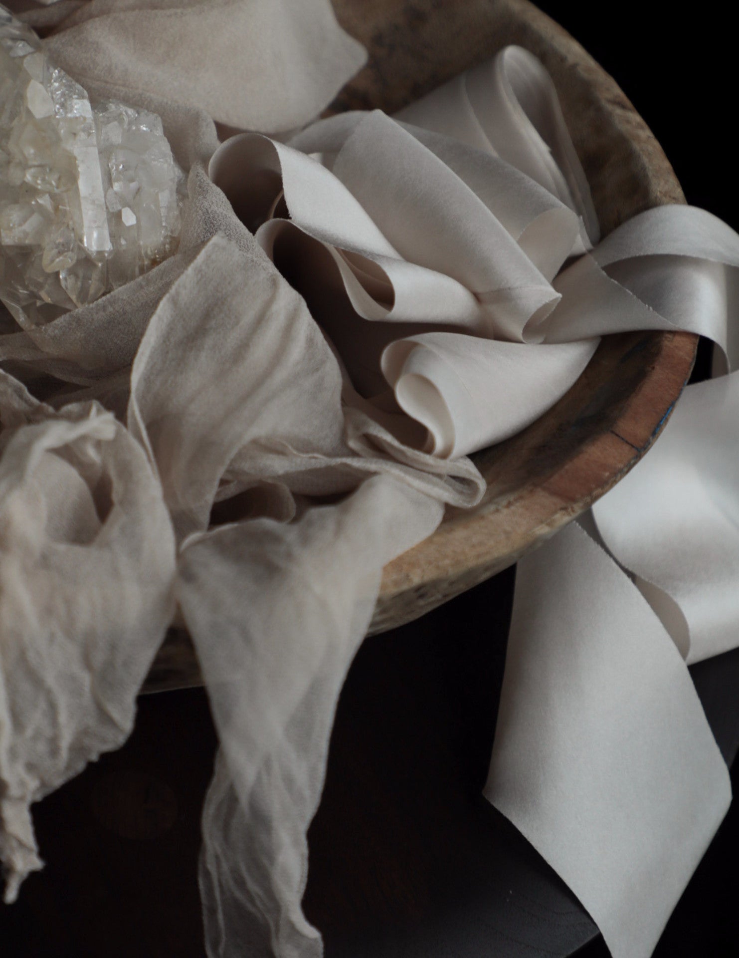 Dove White Silk Ribbon - Plant-based, Hand Dyed — Feathers and Stone