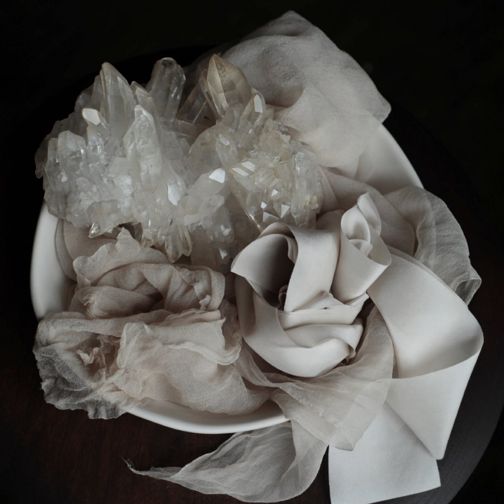 Silk & Willow bouquet silk ribbon. Plant dyed silk ribbon. crystals.