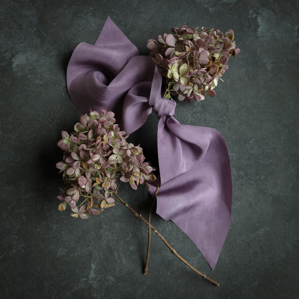 plant dyed natural silk ribbon and dried flowers