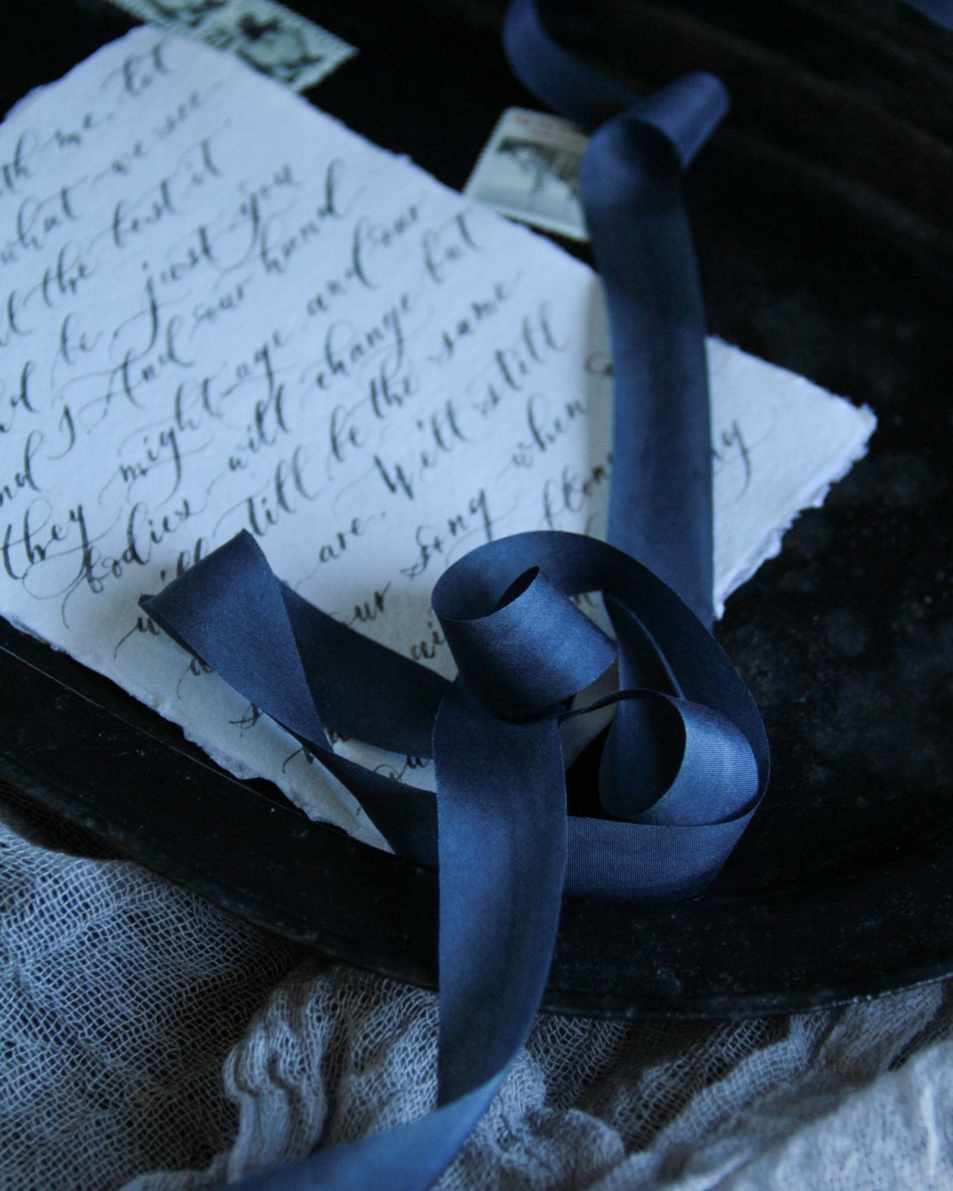 blue silk ribbon for custom wedding invitations