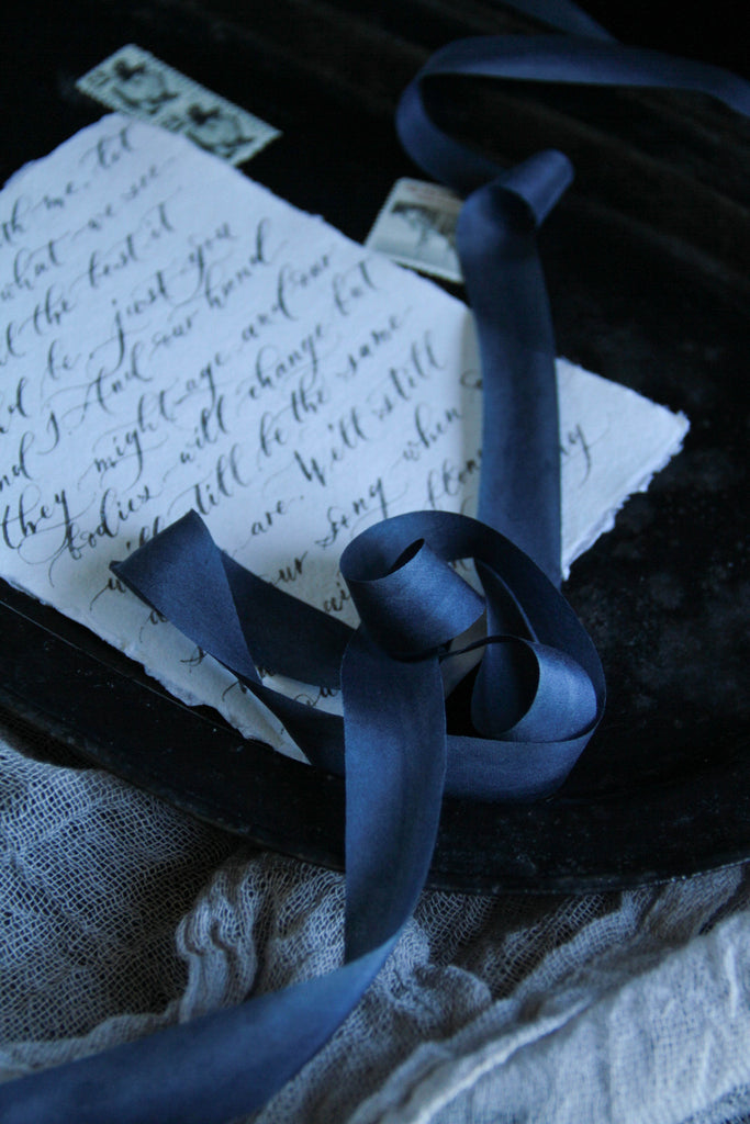 blue silk ribbon for custom wedding invitations