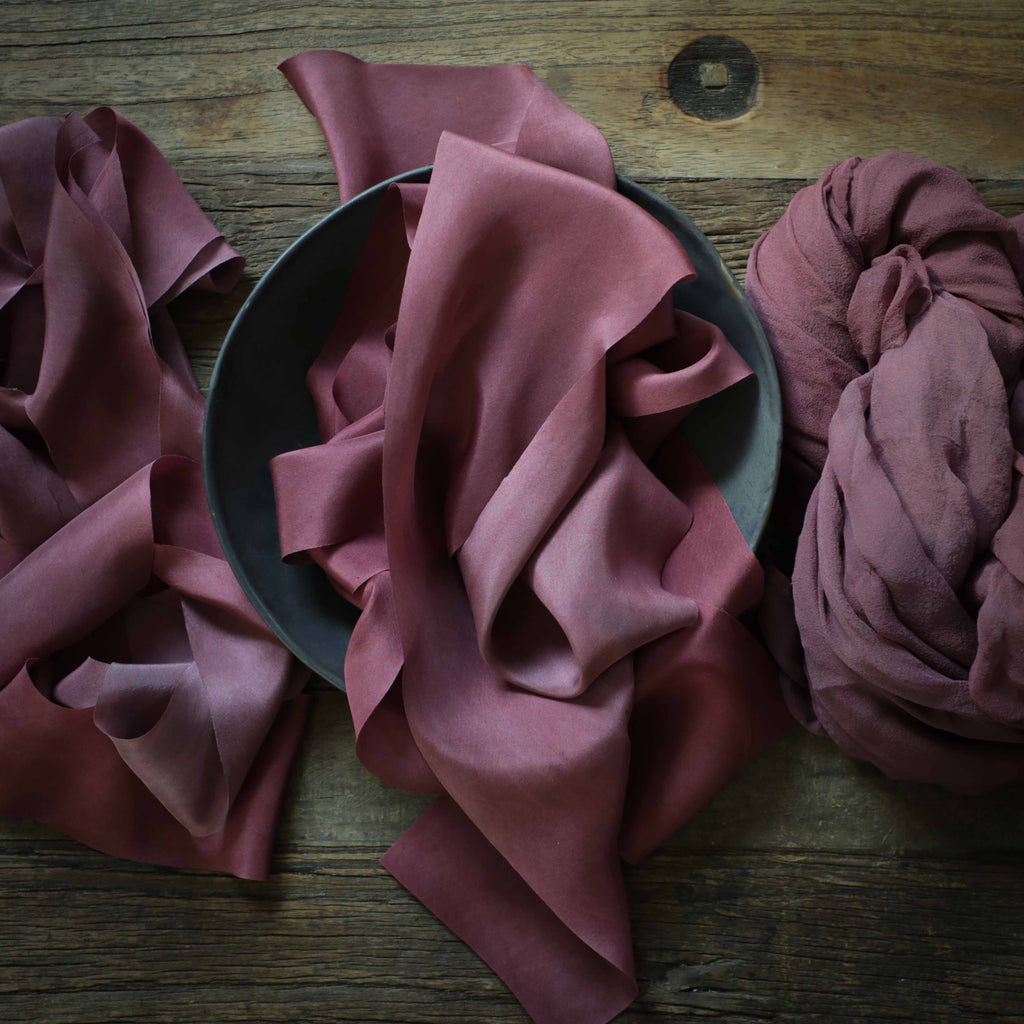 wedding ribbon, silk ribbon, bridal bouquet ribbon, naturally dyed ribbon, silk & willow