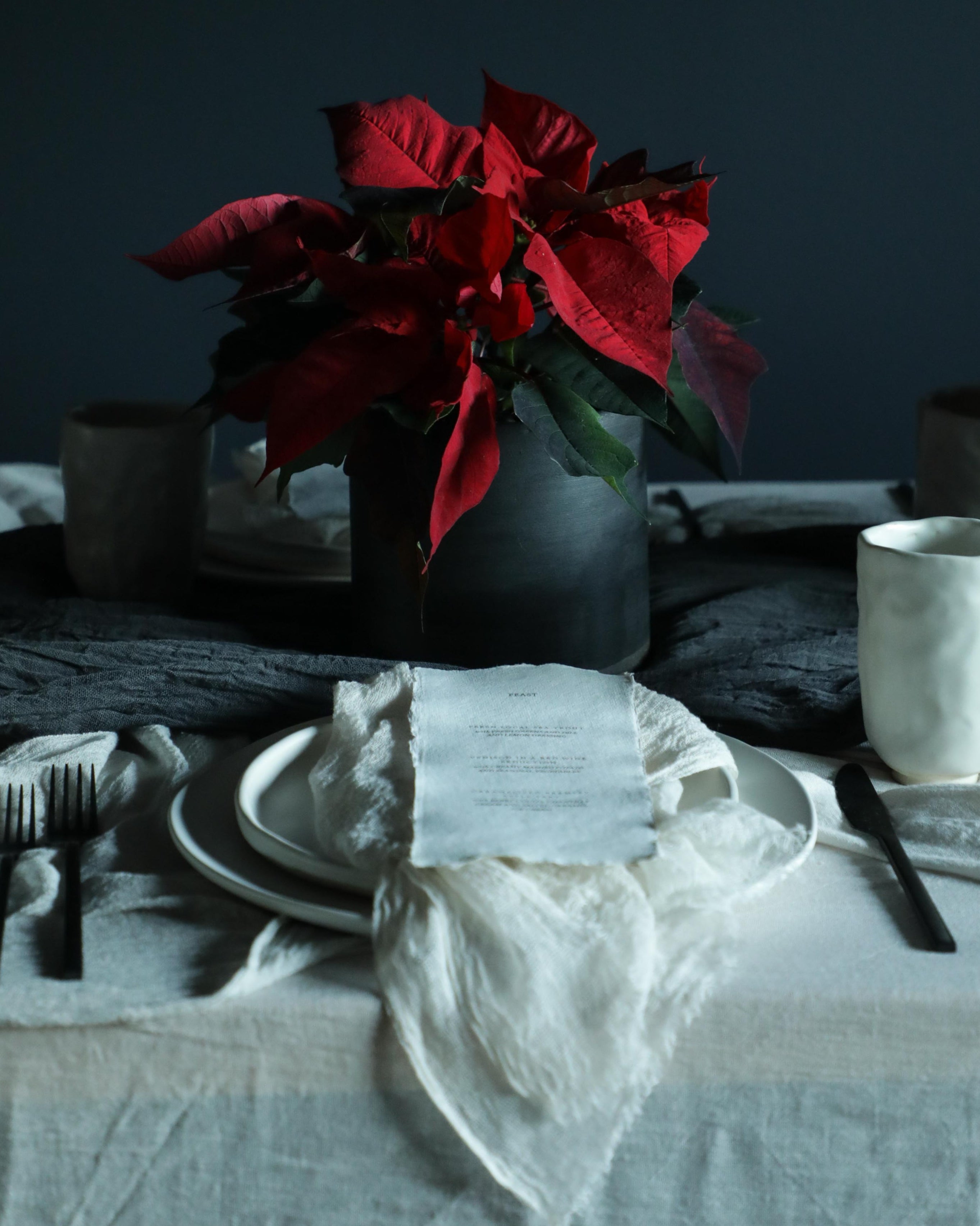 Christmas tablescape design with poinsettia
