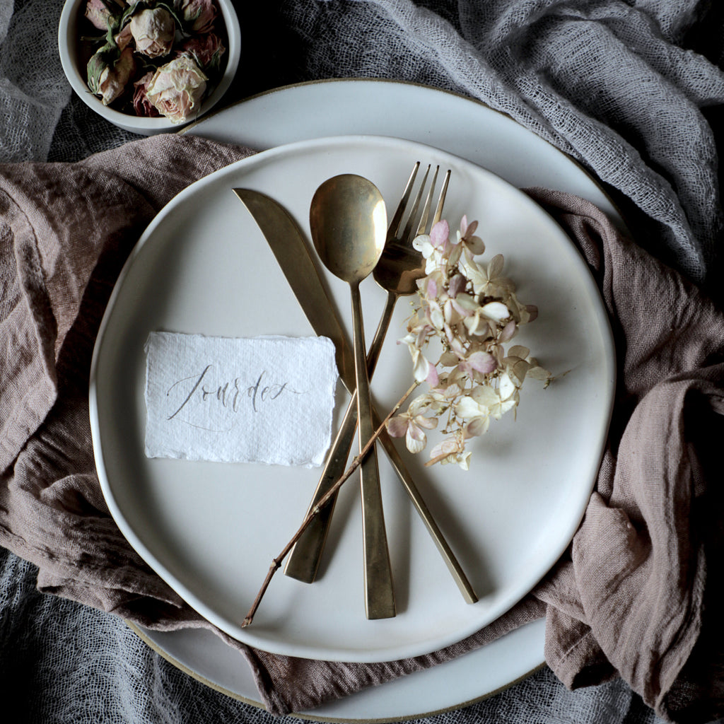 Table setting design with Silk and Willow hand loomed napkins