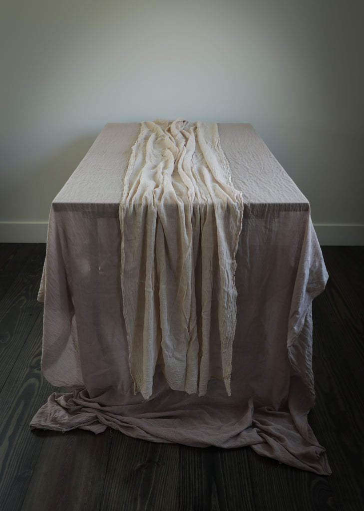 table decor for home entertaining, natural table linens, wedding table linens