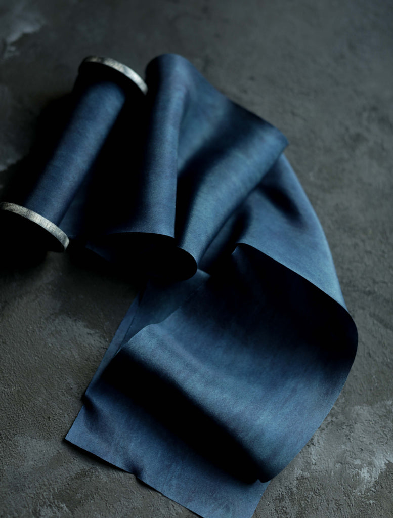 something blue for your wedding. plant dyed silk ribbon