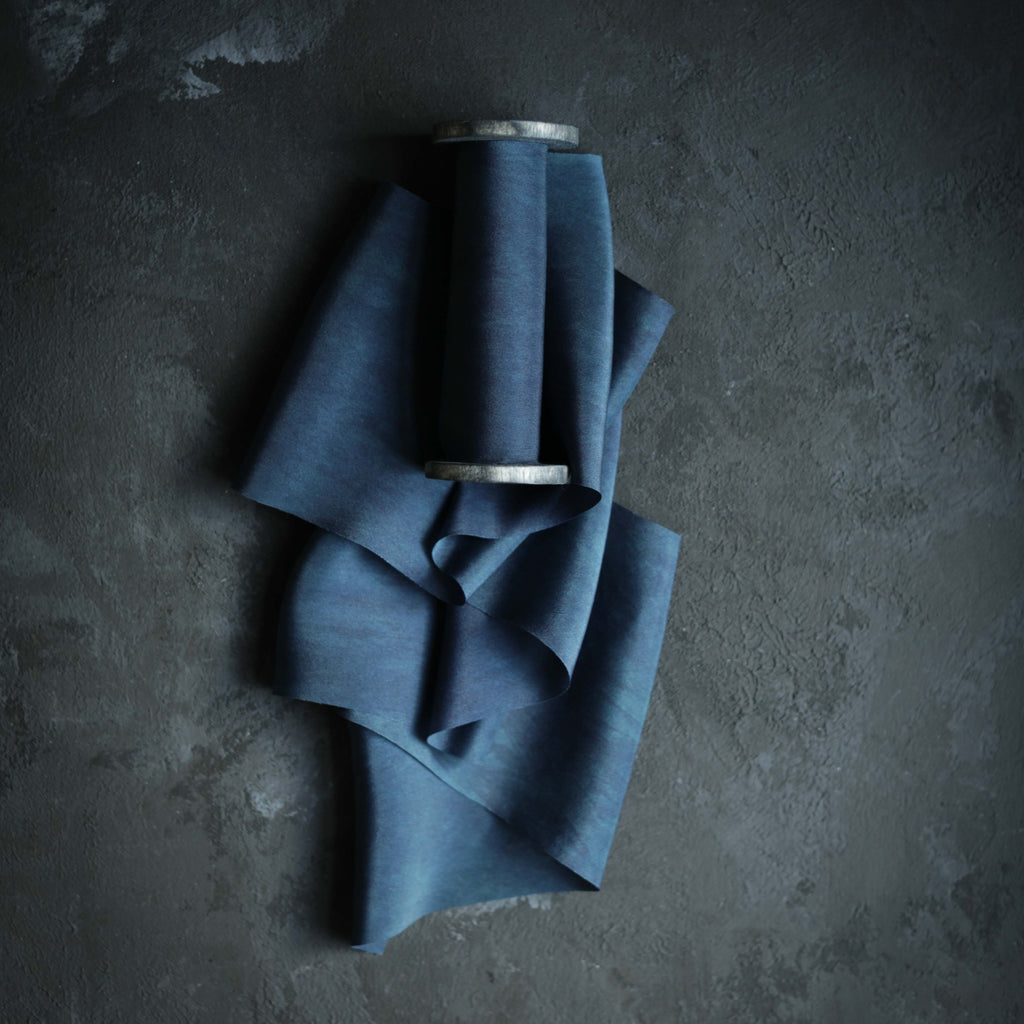 historical blue. Indigo dyed silk ribbon. sustainable blue