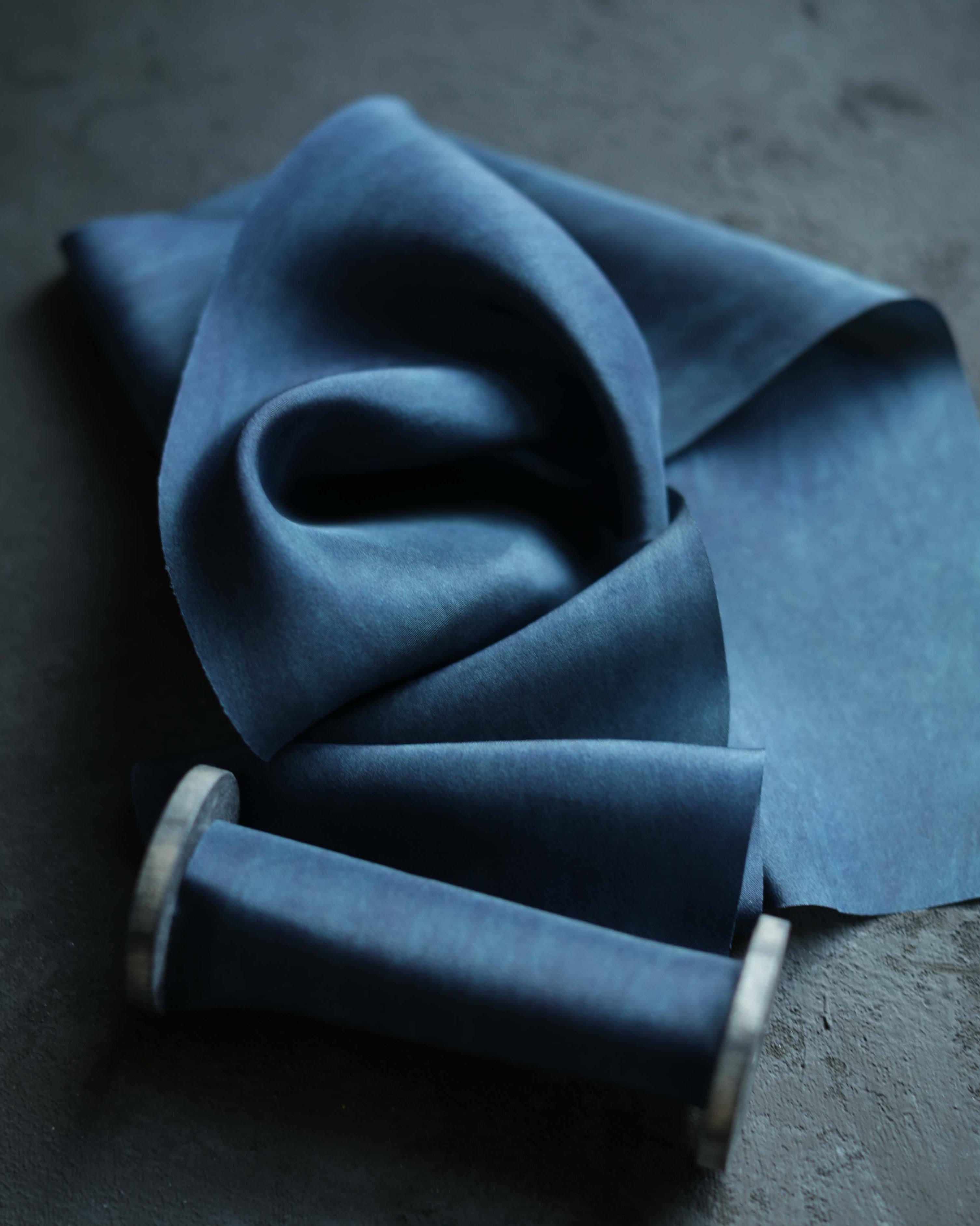 sustainable blue silk ribbon dyed with indigo
