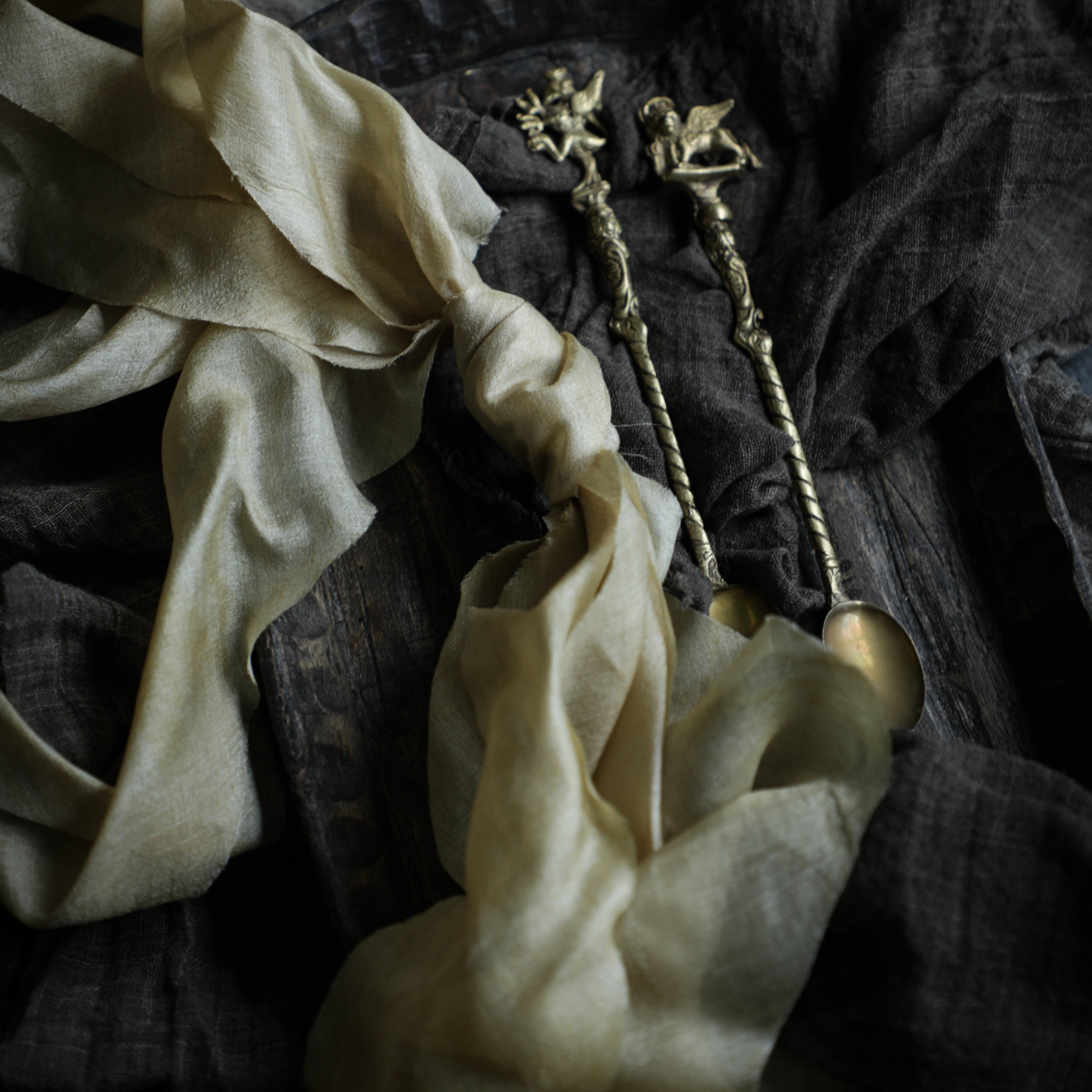peace silk ribbon. gold organic silk ribbon hand dyed by shellie pomeroy