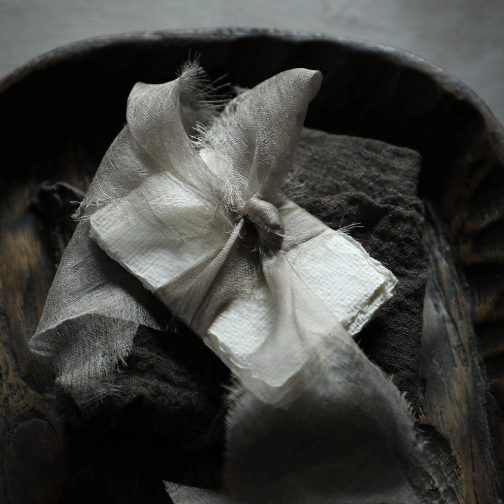 handmade paper for wedding invitations, silk ribbon