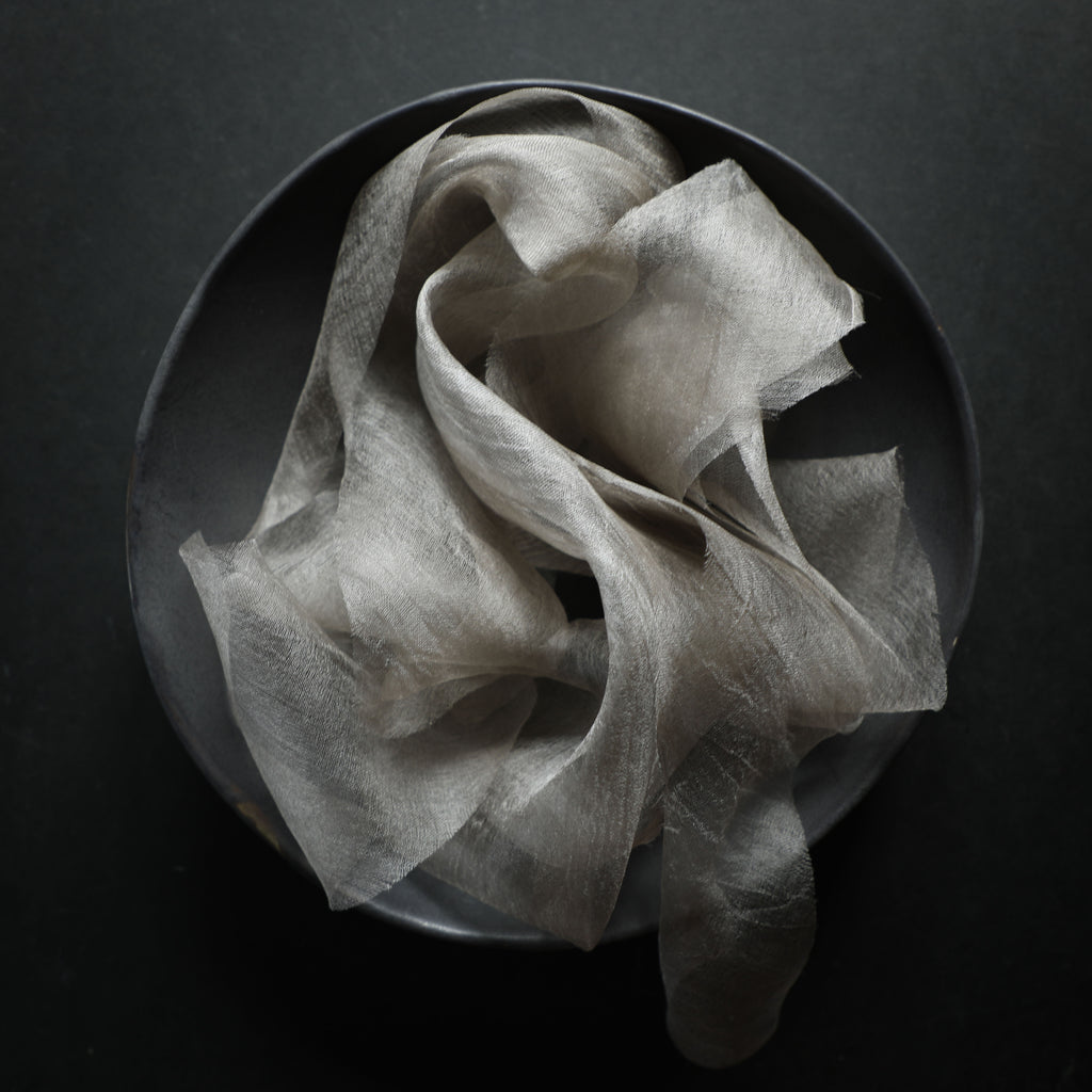 hand dyed bridal bouquet ribbon, peace silk, natural dye