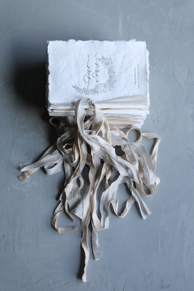Silk & Willow. Handmade Paper. Wedding Vow Books. Silk Ribbon